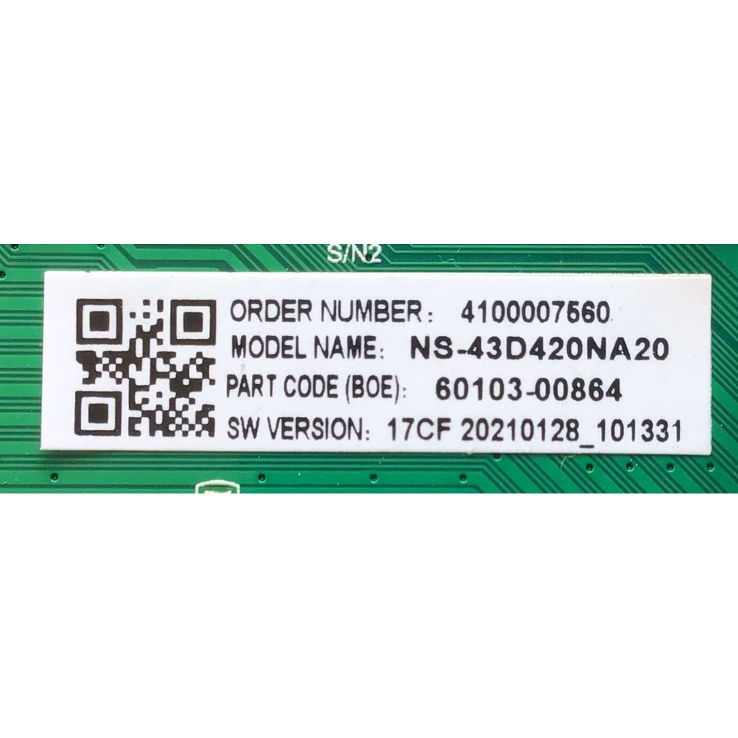MAIN FUENTE PARA TV INSIGNIA / NUMERO DE PARTE 60103-00864 / TP.MS3553ZWT.PB757 / 4100007560 / N21030808-0A04404 / PANEL BOEI430WU1-01 / DISPLAY CC430LV2D / MODELO NS-43D420NA20 - Imagen 3
